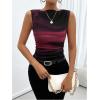 imageSOLY HUX Womens Tie Dye Sleeveless Top Boat Neck Slim Fit Vest Elegant Work Tank TopsRed Printed