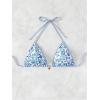 imageSOLY HUX Womens Triangle Bikini Top Only Tie Back String Floral Print Padded Swimwear Bathing Suits TopsBlue and White