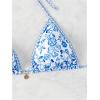 imageSOLY HUX Womens Triangle Bikini Top Only Tie Back String Floral Print Padded Swimwear Bathing Suits TopsBlue and White
