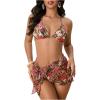 imageSOLY HUX Womens 3 Piece Swimsuit Floral Triangle Halter Bikini Set Bathing Suit with Cover Up SkirtMulticoloured Floral
