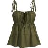 imageSOLY HUX Womens Cute Y2k Ruffle Tie Camisole Top Spaghetti Strap Vest Sleeveless Flowy ShirtsArmy Green