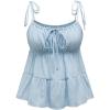 imageSOLY HUX Womens Cute Y2k Ruffle Tie Camisole Top Spaghetti Strap Vest Sleeveless Flowy ShirtsPlain Blue