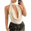imageSOLY HUX Womens Halter Neck Tank Tops Y2k Going Out Draped Cowl Neck Backless Vest TopPure Apricot