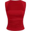 imageSOLY HUX Womens Ruched Tank Tops Square Neck Sleeveless Basic Tight Vest Shirts Summer TopsPlain Red