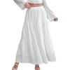 imageSOLY HUX Womens Summer Ruffle Hem Skirt Elastic High Waist Casual Solid Long Maxi SkirtsPlain White