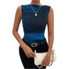 imageSOLY HUX Womens Tie Dye Sleeveless Top Boat Neck Slim Fit Vest Elegant Work Tank TopsBlue Printed