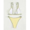 imageSOLY HUX Bathing Suit for Women Bow Triangle Bikini Set Textured Cute Two Piece SwimsuitYellow