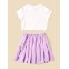 imageSOLY HUX Girls Butterfly Print Short Sleeve Tee Top and Pleated Skirt Set 2 Piece OutfitsWhite Purple