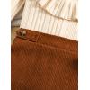 imageSOLY HUX Girls Skirt Outfits Long Sleeve Knitted Shirt Sweater Ruffle Trim Tshirt Tops ampamp Mini Skirt Cute Clothes 2 Piece SetPure Beige Brown