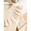 imageSOLY HUX Girls Skirt Outfits Long Sleeve Knitted Shirt Sweater Ruffle Trim Tshirt Tops ampamp Mini Skirt Cute Clothes 2 Piece SetPure Beige Brown