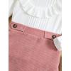 imageSOLY HUX Girls Skirt Outfits Long Sleeve Knitted Shirt Sweater Ruffle Trim Tshirt Tops ampamp Mini Skirt Cute Clothes 2 Piece SetWhite and Pink