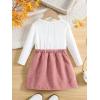 imageSOLY HUX Girls Skirt Outfits Long Sleeve Knitted Shirt Sweater Ruffle Trim Tshirt Tops ampamp Mini Skirt Cute Clothes 2 Piece SetWhite and Pink