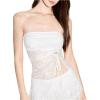 imageSOLY HUX Womens 2 Piece Outfits Y2k Lace Bandeau Tube Tops and Ruffle Layered Mini Skirt SetPure White