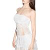 imageSOLY HUX Womens 2 Piece Outfits Y2k Lace Bandeau Tube Tops and Ruffle Layered Mini Skirt SetPure White
