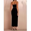 imageSOLY HUX Womens 2 Piece Skirt Sets Strapless Crop Tube Top Bodycon Maxi Skirt Summer Floral OutfitsBlack Red Floral
