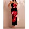 imageSOLY HUX Womens 2 Piece Skirt Sets Strapless Crop Tube Top Bodycon Maxi Skirt Summer Floral OutfitsBlack Red Floral