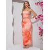 imageSOLY HUX Womens 2 Piece Skirt Sets Strapless Crop Tube Top Bodycon Maxi Skirt Summer Floral OutfitsOrange Floral