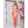 imageSOLY HUX Womens 2 Piece Skirt Sets Strapless Crop Tube Top Bodycon Maxi Skirt Summer Floral OutfitsOrange Floral