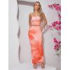 imageSOLY HUX Womens 2 Piece Skirt Sets Strapless Crop Tube Top Bodycon Maxi Skirt Summer Floral OutfitsOrange Floral