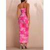 imageSOLY HUX Womens 2 Piece Skirt Sets Strapless Crop Tube Top Bodycon Maxi Skirt Summer Floral OutfitsPink Floral