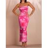 imageSOLY HUX Womens 2 Piece Skirt Sets Strapless Crop Tube Top Bodycon Maxi Skirt Summer Floral OutfitsPink Floral