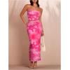 imageSOLY HUX Womens 2 Piece Skirt Sets Strapless Crop Tube Top Bodycon Maxi Skirt Summer Floral OutfitsPink Floral