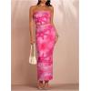 imageSOLY HUX Womens 2 Piece Skirt Sets Strapless Crop Tube Top Bodycon Maxi Skirt Summer Floral OutfitsPink Floral