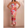 imageSOLY HUX Womens 2 Piece Skirt Sets Strapless Crop Tube Top Bodycon Maxi Skirt Summer Floral OutfitsRed Floral