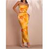imageSOLY HUX Womens 2 Piece Skirt Sets Strapless Crop Tube Top Bodycon Maxi Skirt Summer Floral OutfitsYellow Floral