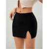 imageSOLY HUX Womens Bodycon Mini Skirt Split Hem Y2k Stretchy Going Out SkirtsSolid Black