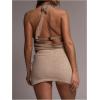 imageSOLY HUX Womens Cowl Neck Sexy Tops Halter Neck Cutout Slim Fit Tank Top Party ClubwearPure Apricot