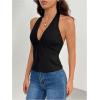imageSOLY HUX Womens Deep V Neck Halter Blazer Suit Vest Sleeveless Work Office Tank TopsSolid Black