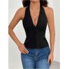 imageSOLY HUX Womens Deep V Neck Halter Blazer Suit Vest Sleeveless Work Office Tank TopsSolid Black