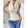 imageSOLY HUX Womens Halter Cowl Neck Bowknot Tank Top Sleeveless Fitted Elegant Party Vest ShirtsSolid Apricot