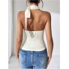 imageSOLY HUX Womens Halter Cowl Neck Bowknot Tank Top Sleeveless Fitted Elegant Party Vest ShirtsSolid Apricot