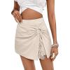 imageSOLY HUX Womens High Waisted Fringe Trim Skort Ring Linked Wrap Casual Skirt ShortsSolid Apricot