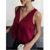 imageSOLY HUX Womens Lace Up Sleeveless Tops Summer V Neck Tank Top Going Out Vest ShirtsPure Burgundy