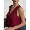 imageSOLY HUX Womens Lace Up Sleeveless Tops Summer V Neck Tank Top Going Out Vest ShirtsPure Burgundy