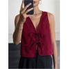 imageSOLY HUX Womens Lace Up Sleeveless Tops Summer V Neck Tank Top Going Out Vest ShirtsPure Burgundy