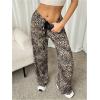 imageSOLY HUX Womens Leopard Pants Wide Leg Cheetah Print Drawstring Baggy Sweatpants Y2K Streetwear Light Brown S