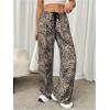 imageSOLY HUX Womens Leopard Pants Wide Leg Cheetah Print Drawstring Baggy Sweatpants Y2K Streetwear Light Brown S