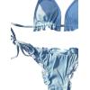 imageSOLY HUX Womens Lettuce Trim Halter Triangle Tie Side Bikini Sets Bathing Suits Two Piece SwimsuitPure Light Blue