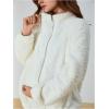 imageSOLY HUX Womens Maternity Winter Coat Fleece Zip Up Maternity Jackets for Pregnant Women Coat Extender for PregnancyPure White