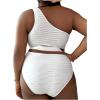 imageSOLY HUX Womens Plus Size Swimsuit Tie Side Cut Out One Shoulder Bikini Sets Two Piece Bathing SuitsSolid White