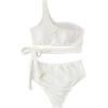 imageSOLY HUX Womens Plus Size Swimsuit Tie Side Cut Out One Shoulder Bikini Sets Two Piece Bathing SuitsSolid White