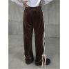 imageSOLY HUX Womens Side Striped Bow Knot Pants Elastic High Waisted Wide Leg Baggy Long PantsBrown Striped