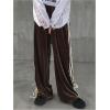 imageSOLY HUX Womens Side Striped Bow Knot Pants Elastic High Waisted Wide Leg Baggy Long PantsBrown Striped