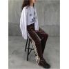 imageSOLY HUX Womens Side Striped Bow Knot Pants Elastic High Waisted Wide Leg Baggy Long PantsBrown Striped