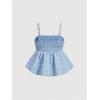 imageSOLY HUX Womens Spaghetti Strap Ruffle Hem Peplum Cami Top Jacquard CamisolePlain Blue