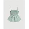 imageSOLY HUX Womens Spaghetti Strap Ruffle Hem Peplum Cami Top Jacquard CamisolePlain Green